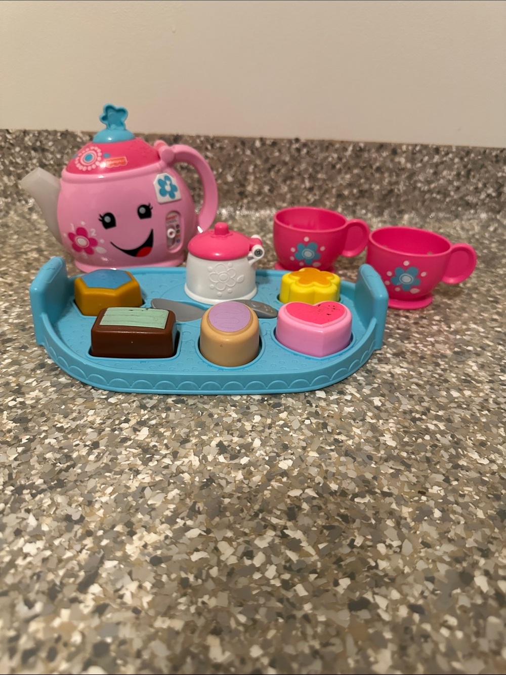 Fisher Price Kids Pink & Blue Play Tea Set with Dessert Pieces